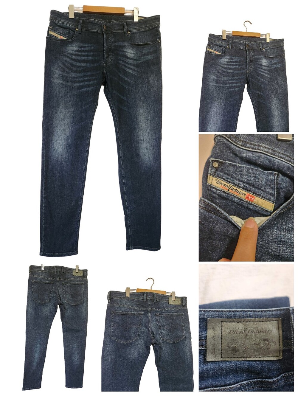 Diesel Troxer Slim Skinny Stretch Jeans Dark Wash Mens 36x32 Designer Denim EUC